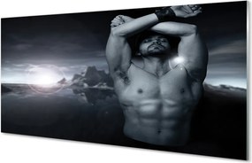 Panel szklany do Kuchni Mężczyzna na tle Gór