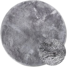 Dywan Cosy Shaggy Szary Elle Decoration Koło – miękki, wysoki włos 200 cm x 200 cm Certyfikat Oeko-Tex