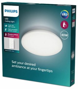 Philips 8720169196131 sufitowa lampa LED Wincel 40W 4300LM 2700-6500K 48 cm IP20, biała + pilot