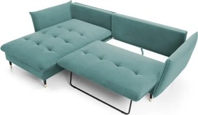 Narożnik GLAM Lewostronny z funkcją spania, zestaw z poduszkami wolnostojący tkanina RIVIERA 76 Miętowy DOMO HOME