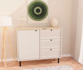 Komoda z 3 szufladami 100 cm kaszmir + dąb artisan P7-C93