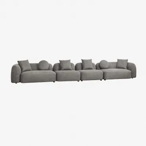 Modułowa Sofa 4-częściowa Z Tkaniny Coco Chenille Granitowo-szary Gruby Szenil - Sklum