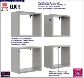 Komplet szarych kwadratowych półek dziecięcych A9-B33