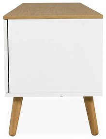 Biała szafka pod TV z nogami z drewna dębowego Tenzo Dot, szer. 192 cm