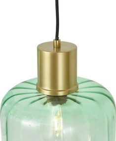 Lampa wisząca w stylu Hotel Chic mosiężna z niebiesko-zielonym szkłem 8-punktowa - Qara