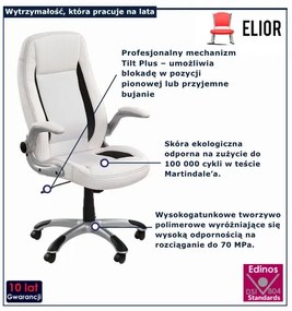 Biały biurowy fotel obrotowy - Madsen