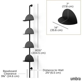 Czarny metalowy modułowy system półek 27x203,5 cm Solis – Umbra