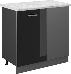 Szafka narożna czarny wysoki połysk 86x60x81.6 r-line