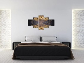 Obraz - Złota mandala ze strzałkami (125x70 cm)