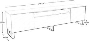 Szafka RTV stojąca CAVA 200 cm do Salonu pod Telewizor - Czarny