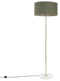 Lampa stojąca mosiężna z zielonym kloszem 50 cm - Kaso