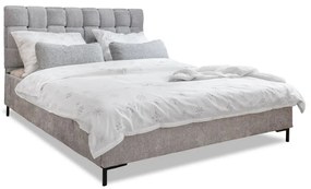 Jasnoszare tapicerowane łóżko dwuosobowe ze stelażem 180x200 cm Eve – Miuform