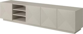 Szafka RTV Asha 200 cm ryflowanym frontem i wnęką - kaszmir