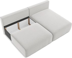 Jasnoszary aksamitny rozkładany/ze schowkiem narożnik (prawostronny/z szezlongiem) Kalena – Makamii