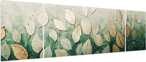 Obraz - Złoto-zielone liście (170x50 cm)