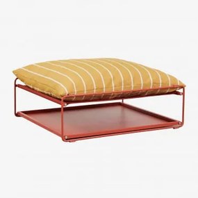 Pufa Ogrodowa Z Funkcją Stołu Pomocniczego Amaro Miód Żółty - Chocolate & Blk Frame - Sklum