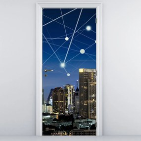 Fototapeta na drzwi - Wielkie miasto nocą (95x205cm)