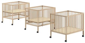 Kojec dla dzieci z litego drewna bukowego z regulowaną wysokością/na kółkach 95x75 cm w naturalnym kolorze Dino – Vipack