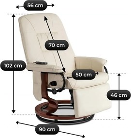 Fotel wypoczynkowy z funkcją masażu jasnobeżowy - Swiv
