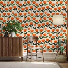 Fototapeta - Wzór z tulipanami (196x136 cm)
