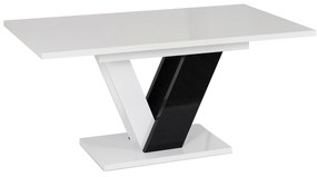 Stół Prostokątny Rozkładany CLARK 120-160 cm Czarny/Biały Połysk Glamour