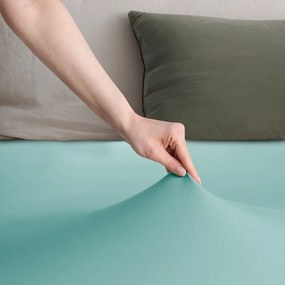Turkusowe dżersejowe prześcieradło z gumką 90x200 cm Amber – Restilo