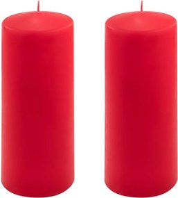 Zestaw świec słupkowych, 20 cm, Ø 7,5 cm, czerwona, 2 szt