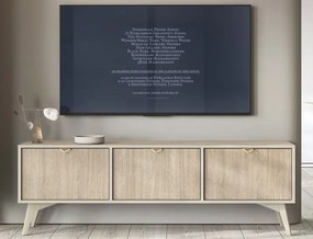 Skandynawska szafka RTV ze wzorem jodełki Forest beż piaskowy