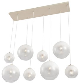 Lampa wisząca w stylu Art Deco beżowa z białym szkłem 8-punktowa - Sandra ArtDeco Oswietlenie wewnetrzne