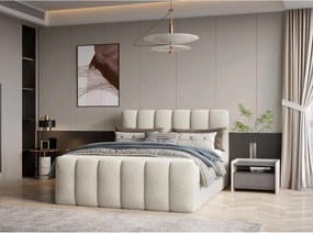 Stylowe łóżko tapicerowane KORA 180x200 cm w tkaninie CENTAUR 1 złamanej bieli