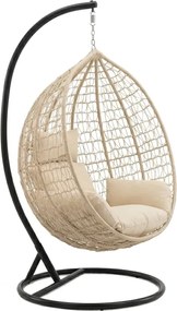 Wiszące krzesło KOKON ze stojakiem, beżowe