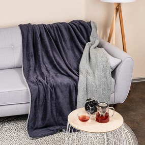 4Home Koc z barankiem jasnoszary/antracytowy, 150 x 200 cm