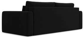 Czarna aksamitna rozkładana/ze schowkiem sofa 238 cm Kapua – Makamii