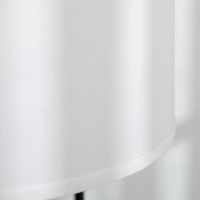 HOMCOM Lampa Stojąca z Przełącznikiem Nożnym, Podłogowa z Abażurem z Tkaniny, Stal, Biała