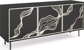 Komoda Gambia 164 cm – nowoczesna, elegancka, glamour, metalowy stelaż, 3-drzwiowa
