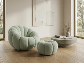 Fotel designerski BLOOM z podnóżkiem, jasnozielony