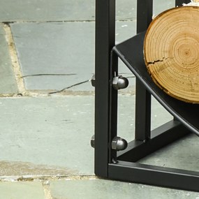 Stojak na drewno kominkowe obciążenie 60 kg półka na drewno opałowe metal czarny | Aosom.pl