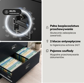 Szafa kartotekowa metalowa z 4 szufladami czarna, 900x1320x600 mm: SARA XL V4
