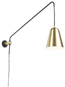 Lampa ścienna w stylu Retro złota/mosiądz z kloszem - Demi Retro Oswietlenie wewnetrzne