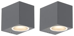 Zewnetrzna Zestaw 2 Nowoczesnych lamp ściennych ciemnoszarych IP44 - Baleno Nowoczesny Oswietlenie zewnetrzne