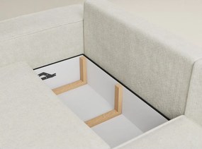 Kremowy rozkładany/ze schowkiem narożnik z tkaniny szenilowej (prawostronny/w kształcie litery L) Tonga – Maison de Rêve
