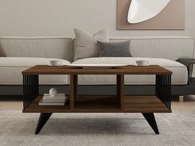 Owalny stolik kawowy 90x60 cm z brązowego drewna bez schowka, elegancki i przyjazny design