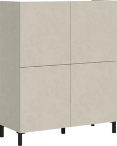 Wysoka komoda 4-drzwiowa Solaria 90x35x110 cm, biały połysk