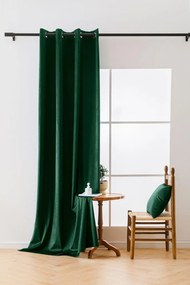 Ciemnozielona zasłona zaciemniająca VELVET 140x270 cm Zawieszanie: Taśma z wiązaniami