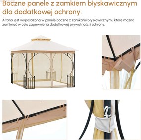 Altana ogrodowa 3x3m podwójny daszek imprezowy pawilon namiot okolicznościowy łatwy montaż biały czarny | Aosom PL