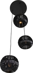 Nowoczesna lampa wisząca czarna 3-punktowa - Zoë