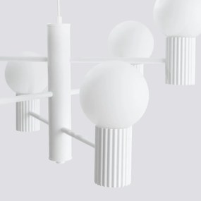 Żyrandol HALO 6 biały ryflowany SOLLUX  LIGHTING