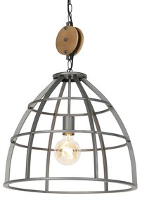Inteligentna lampa wisząca ciemnoszara z drewnem 47 cm w komplecie z WiFi G95 - ArthurPrzemysłowy Oswietlenie wewnetrzne