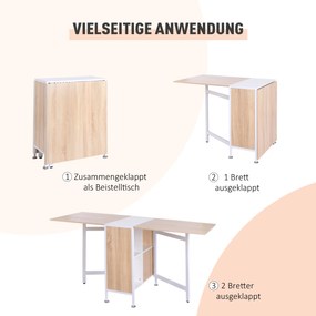 Praktyczny składany stół HOMCOM z półkami, naturalny i biały, idealny do małych przestrzeni