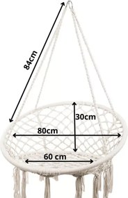 Fotel wiszący z plecionej liny Lunara – designerski kokon w stylu boho, idealny do ogrodu, tarasu lub wnętrza